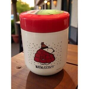 Peanuts Snoopy Wearing Puffer Jacket Insulated Hot Cold Food Container 16.9 Oz